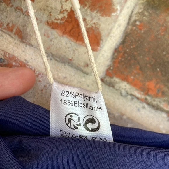 SHEKINI Women's Navy Bottom Twist Front Cheeky Swimsuit Ruched Bottoms - Picture 3 of 5